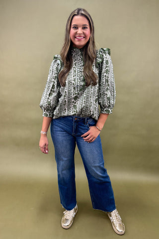 Fleur & Frill Mock Neck Top