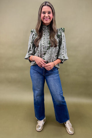 Fleur & Frill Mock Neck Top