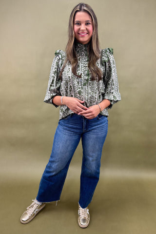 Fleur & Frill Mock Neck Top