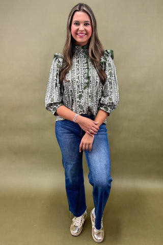 Fleur & Frill Mock Neck Top