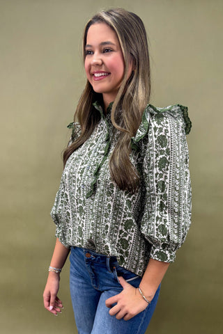 Fleur & Frill Mock Neck Top