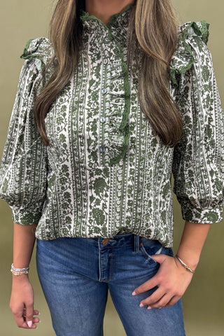 Fleur & Frill Mock Neck Top