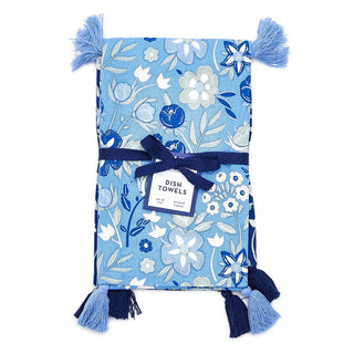 Blue Floral Dish Towels Set