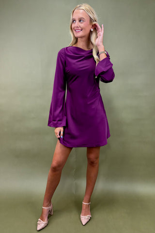 Midnight Orchid Satin Mini Dress