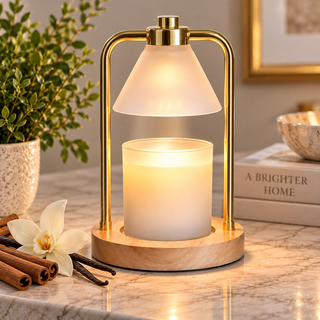 Golden Glow Lantern & Vanilla Cinnamon 12 oz Candle Gift Set