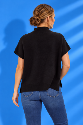 Midnight Mood Black Knit Top is the ultimate blend of comfort and elevated simplicity. With its classic black hue