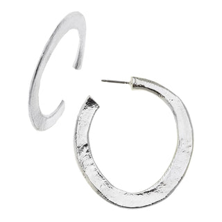 Silver hoop earrings on a white background
