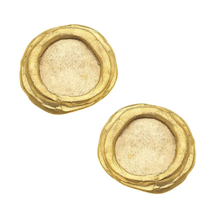 Pair of gold earrings on a white background