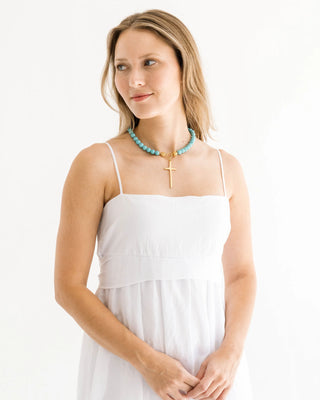 Susan Shaw Turquoise Tall Cross Necklace