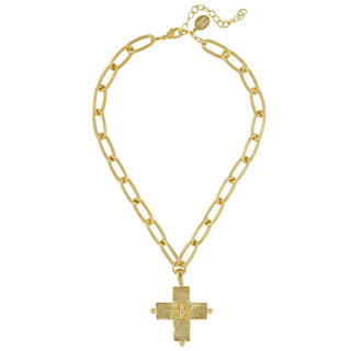 Susan Shaw Jerusalem Double Cross Chain Necklace