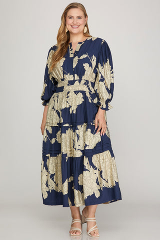 Plus Moonlit Botanica Floral Midi Dress