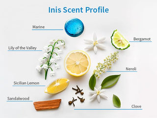 Inis Scent Profile with labeled elements on a white background
