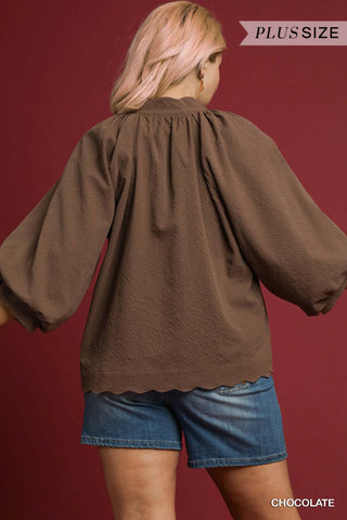 PLUS Coffee Date Textured Top