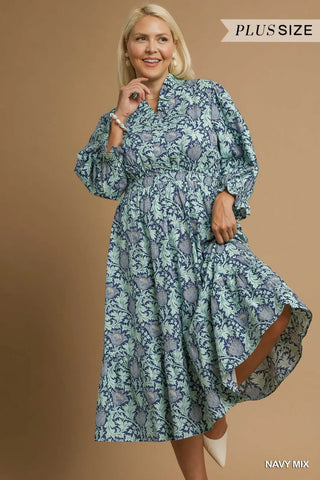 PLUS Willow Breeze Floral Midi Dress