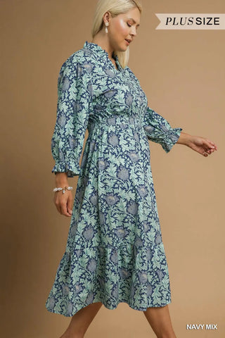 PLUS Willow Breeze Floral Midi Dress
