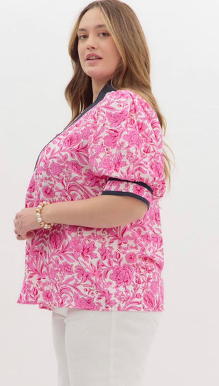 PLUS Floral Galore Pink Printed Top