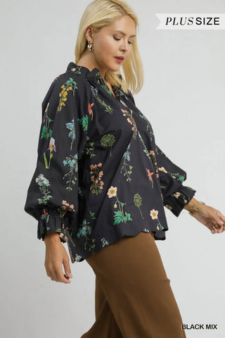 PLUS Noir Whispers Floral Top