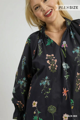 PLUS Noir Whispers Floral Top