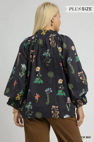 PLUS Noir Whispers Floral Top