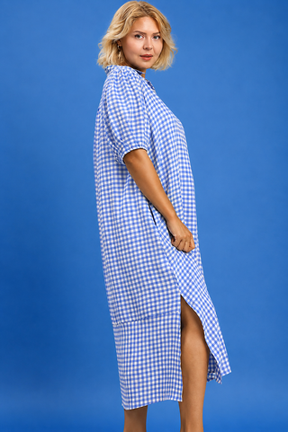 PLUS Blue Meadow Collared Gingham Midi Dress