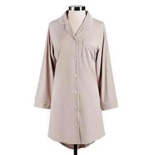 Beige nightshirt on a mannequin against a white background
