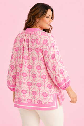 plus pink print top