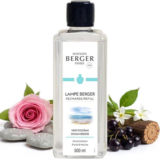 Maison Berger Paris refill bottle with floral elements on a white background