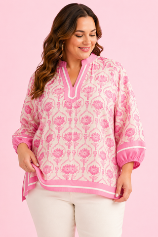 plus pink print top
