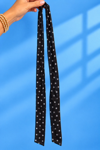 PLUS Black Tie Neck Beauty Polka Dot Satin Top