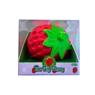 Shop The Big Berry Squishy! This oversized strawberry sensory toy features a squeezable red body, green leafy top
