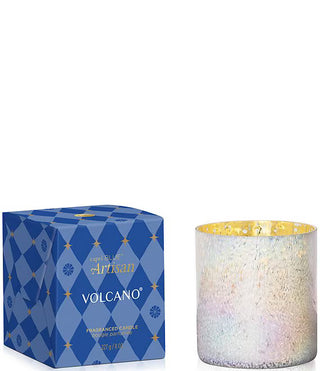 Shop the Capri Blue Volcano Artisan Boxed Candle 8oz featuring tropical fruits, sugared citrus, and a beautiful textured silver glass vessel. Perfect for gifting.