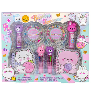 Hot Focus Besties Forever Play Set Including Notepads, Pens, Friendship Bracelets, as well as lip balms. 