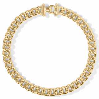Gold chain necklace on a white background