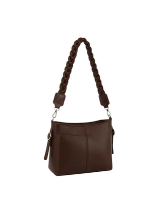 Braided Strap Chocolate Hobo Purse