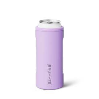 Purple can cooler with white can on a white background