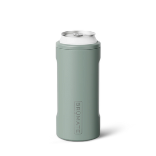 Green can cooler with white top on a white background