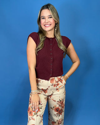Everyday Simple Sleeveless Button Knit Top *More Colors*