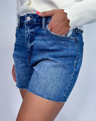 The Tori HR Raw Hem Jean Shorts