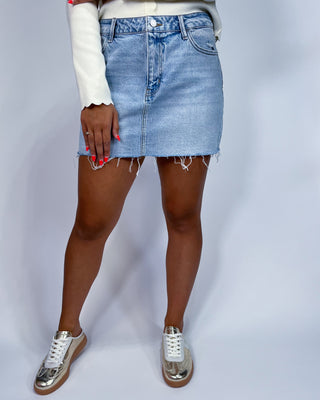 The Isabella MR Light Wash Denim Mini Skirt