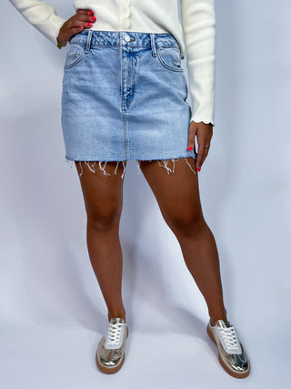 The Isabella MR Light Wash Denim Mini Skirt