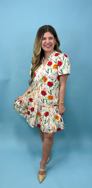 Seaside Splendor Floral Print Dress