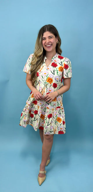 Seaside Splendor Floral Print Dress