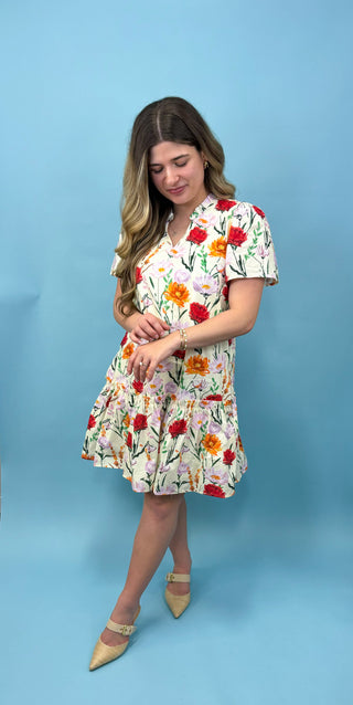 Seaside Splendor Floral Print Dress