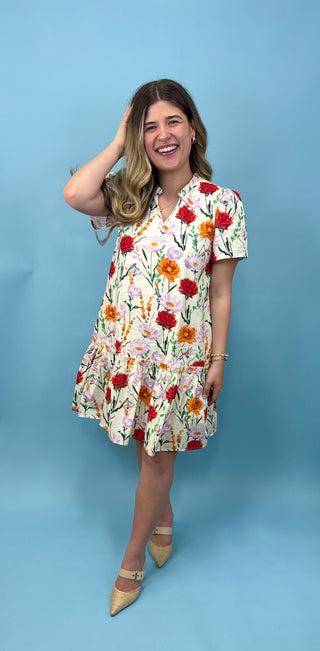 Seaside Splendor Floral Print Dress