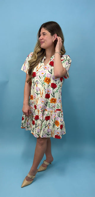 Seaside Splendor Floral Print Dress