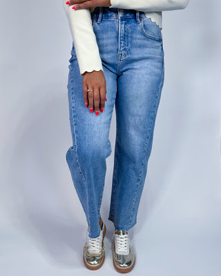 The Paris Barrel Side Seam Detail Crop Jeans