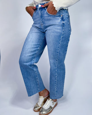 The Paris Barrel Side Seam Detail Crop Jeans