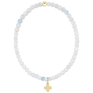Enewton Classic Aquamarine 3mm Signature Cross Gold Charm Bracelet