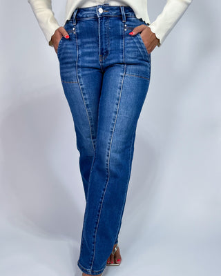 The Susie HR Straight Patch Pocket Jeans