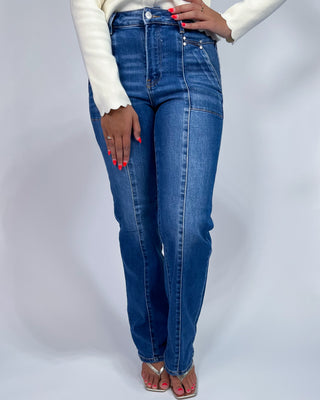 The Susie HR Straight Patch Pocket Jeans